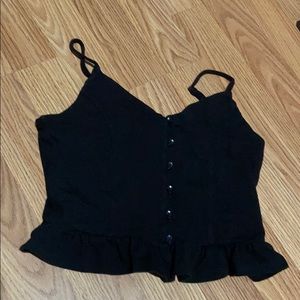 black cute button up crop top
